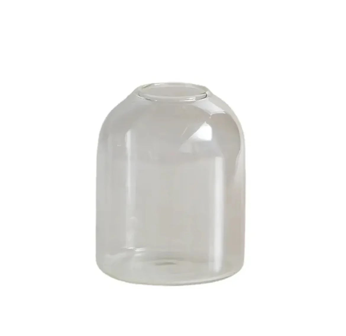 Retro Nordic Glass Vase – Elegant Tabletop Decor for Candles and Flowers