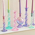 Romantic Purple Glass Candleholder – Modern Tabletop Accent for Weddings and Dining