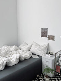 White & Black Striped Bedding Set