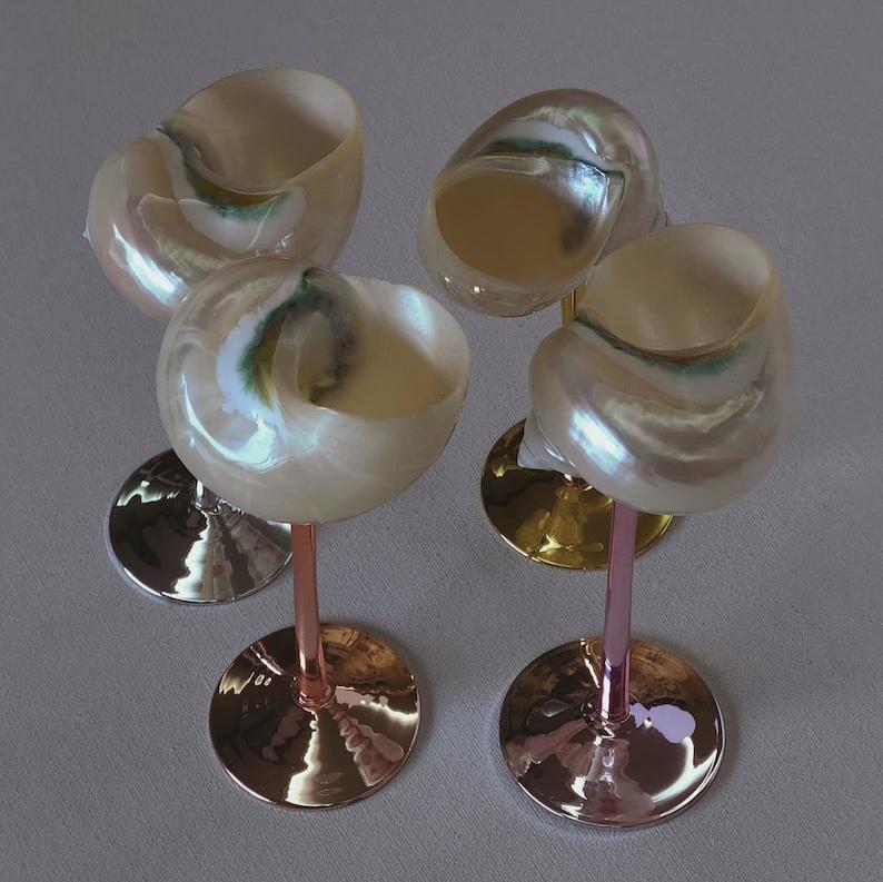 Seashell Martini Glasses for Bridesmaid Gifts