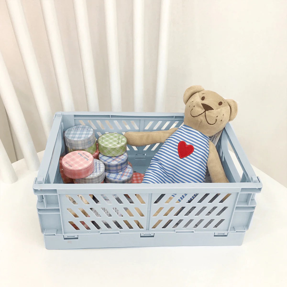 Pastel crates for kitchen and home organization