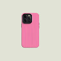 Pink striped aesthetic phone case for iPhone 16, 15, 14 Pro Max