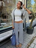Striped knit pants for women’s everyday wear.