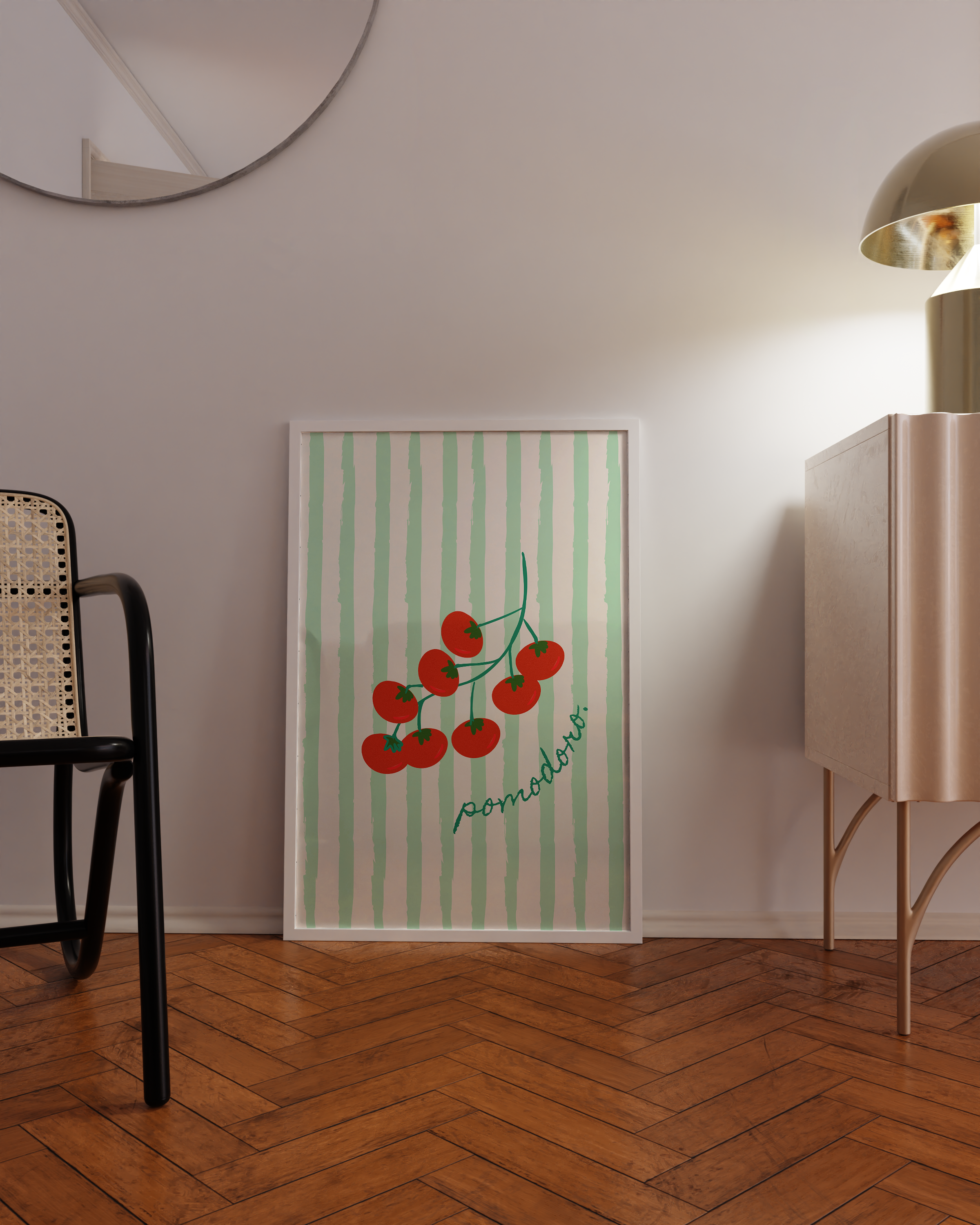 Printable food wall art set for colorful kitchen spaces and barista nooks.