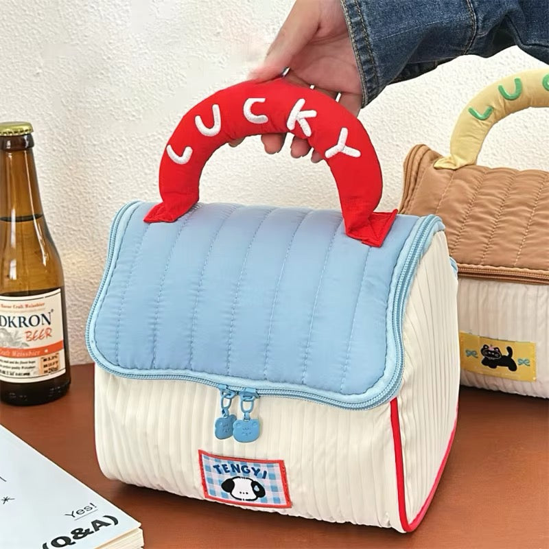 Cartoon-inspired cottage makeup case for everyday beauty storage and travel-ready cosmetic organization