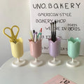 Tulip pen holder with cute cartoon design for desk organization