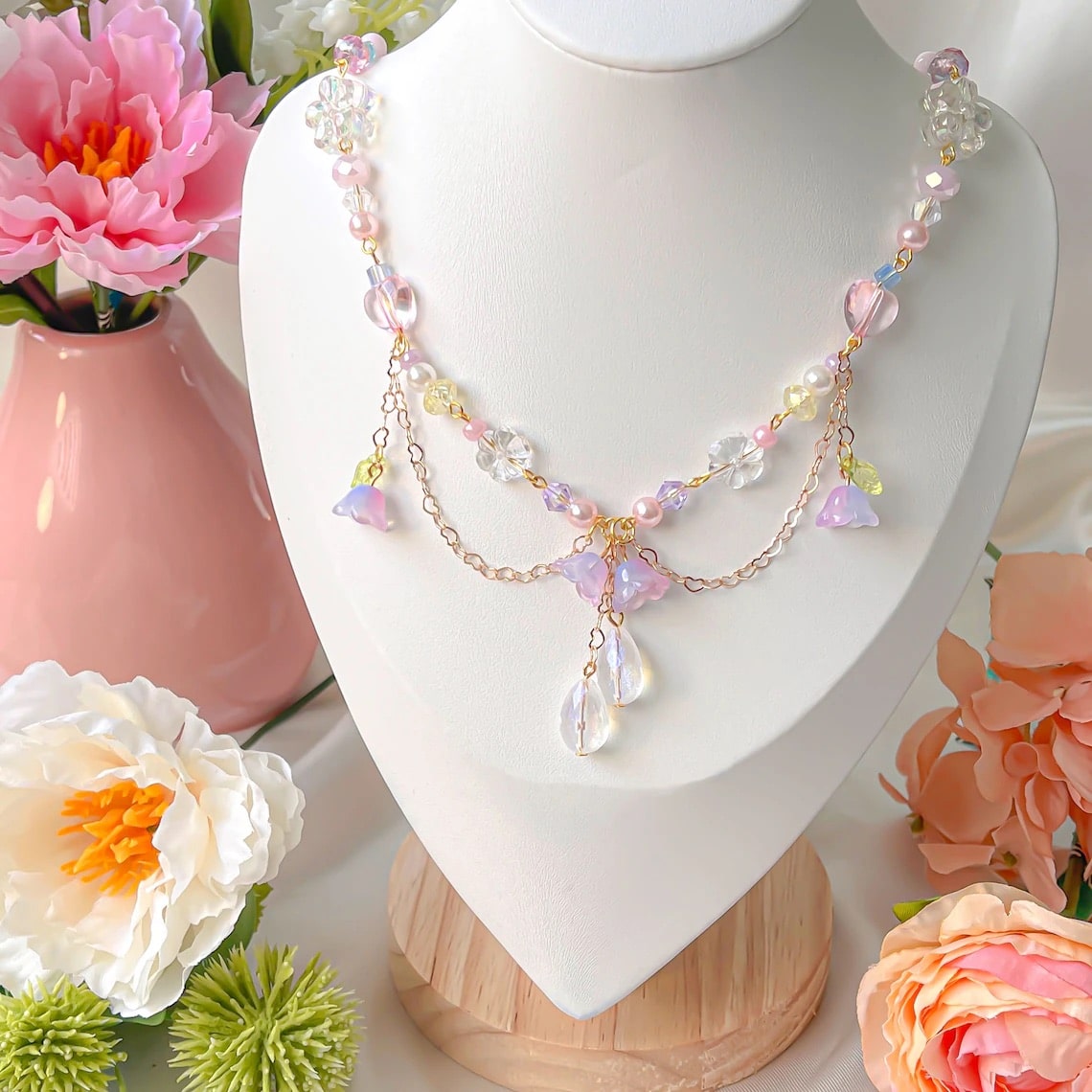 Unique hoop earrings and celestialcore necklace in fairycore style