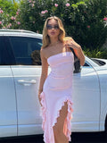 Ruffle strapless maxi dress for elegant summer events